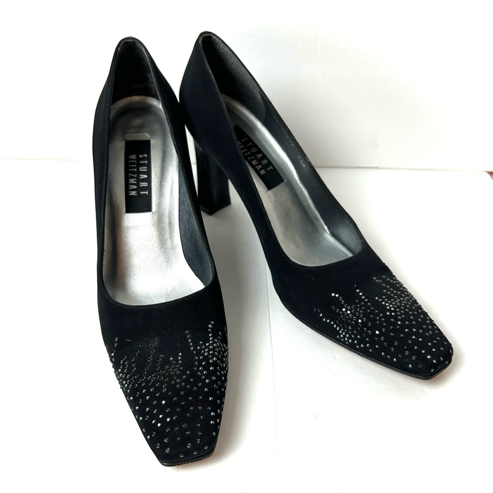 Stuart Weitzman Classic Pump With Crystal Rhinestone Embellishment Black Vintage